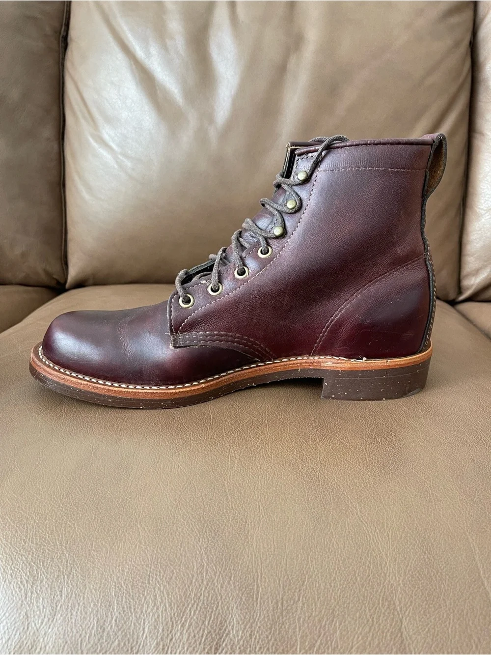 Chippewa Men's Leather Lace Up Boots Size 8.5 D Burgundy